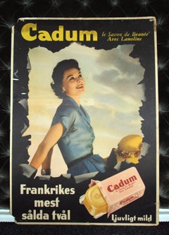 Vintage French Soap Advertisement Poster Sign in Swedish