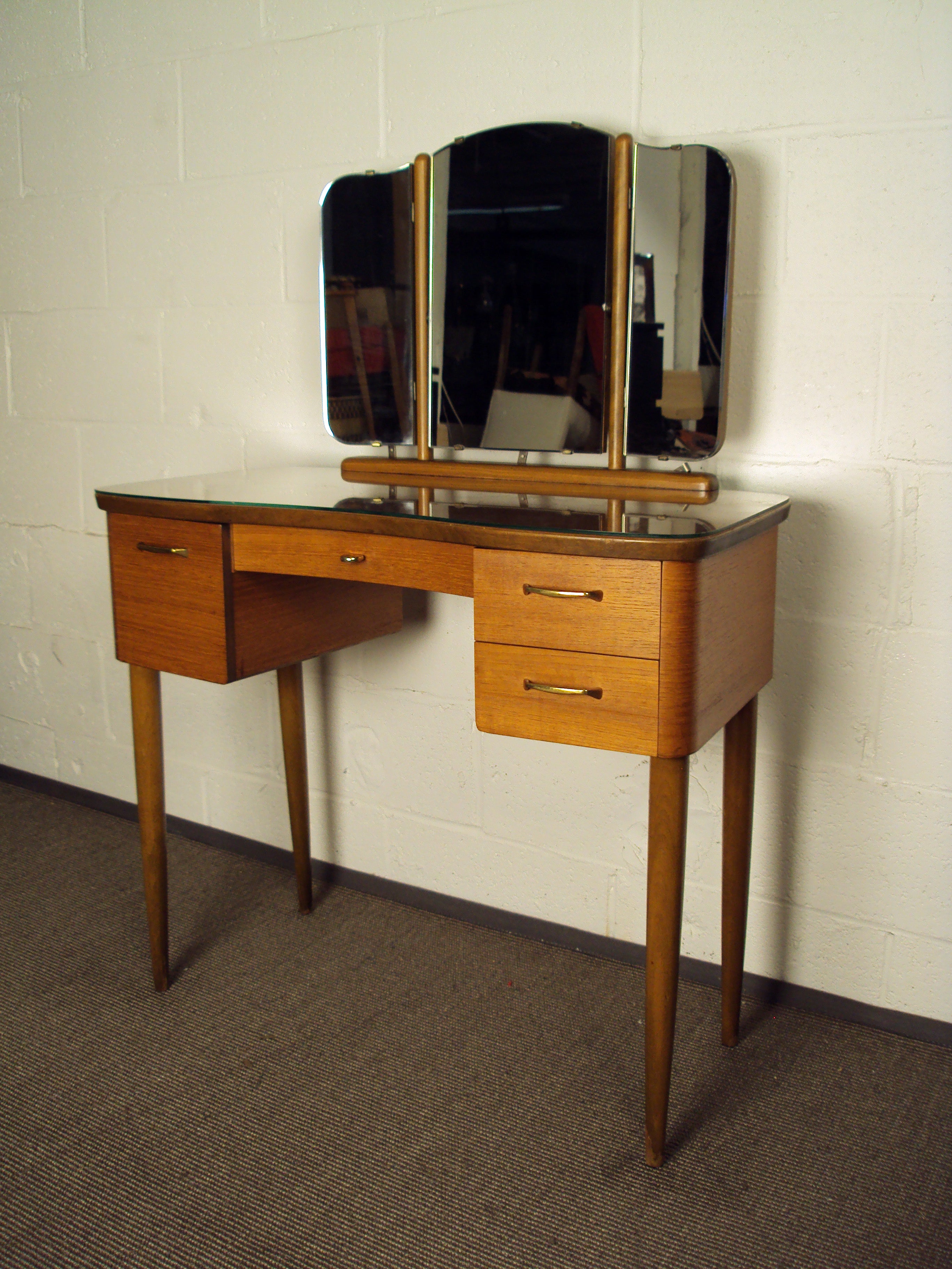 Mid-Century Swedish Modern Dressing Table Vanity with Mirror