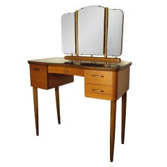 Mid-Century Swedish Modern Dressing Table Vanity with Mirror