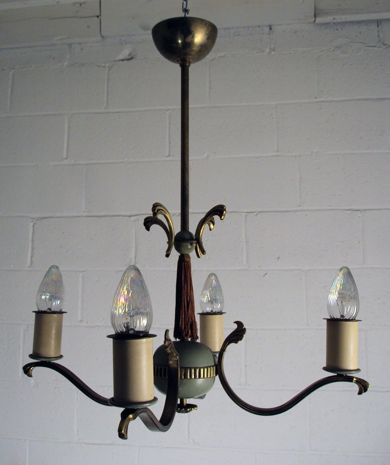 Swedish Art Deco 4-Arm Chandelier  In Good Condition In Atlanta, GA