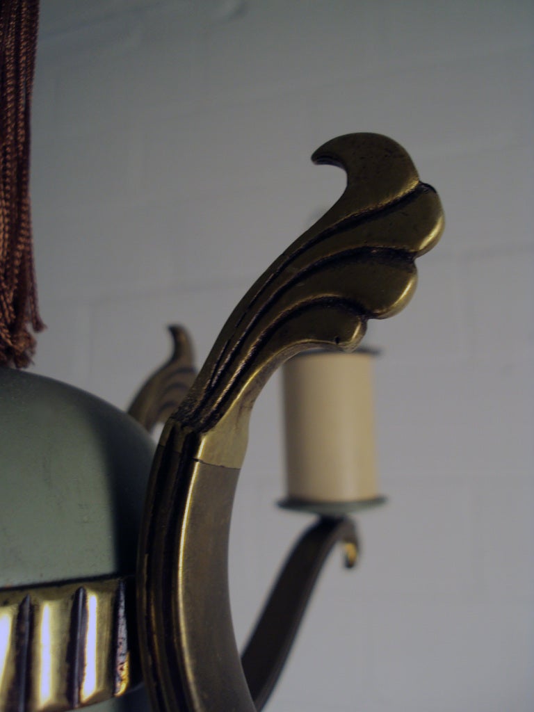Brass Swedish Art Deco 4-Arm Chandelier 