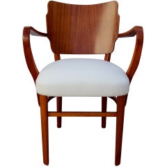 Swedish Art Moderne Open Arm Chair in Ribbon Mahogany (Ready for COM)