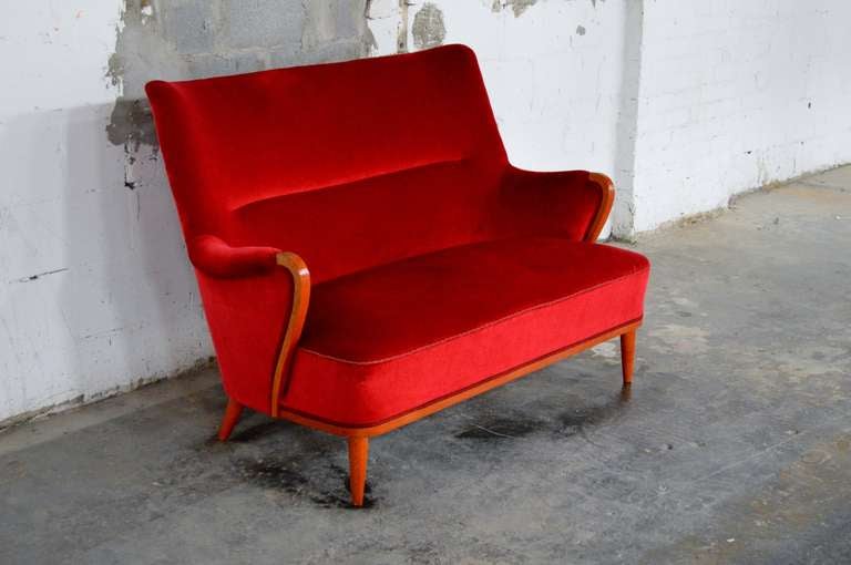 Swedish Art Moderne Settee Sofa In Good Condition For Sale In Atlanta, GA