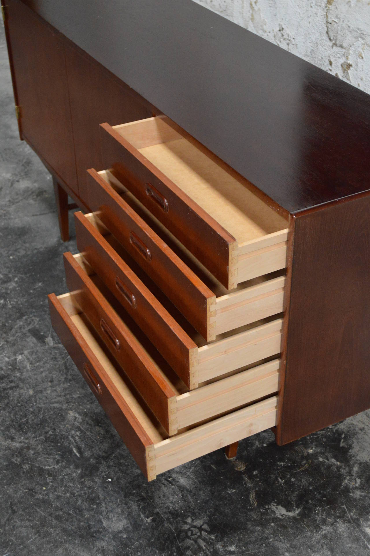 mid century modern teak credenza