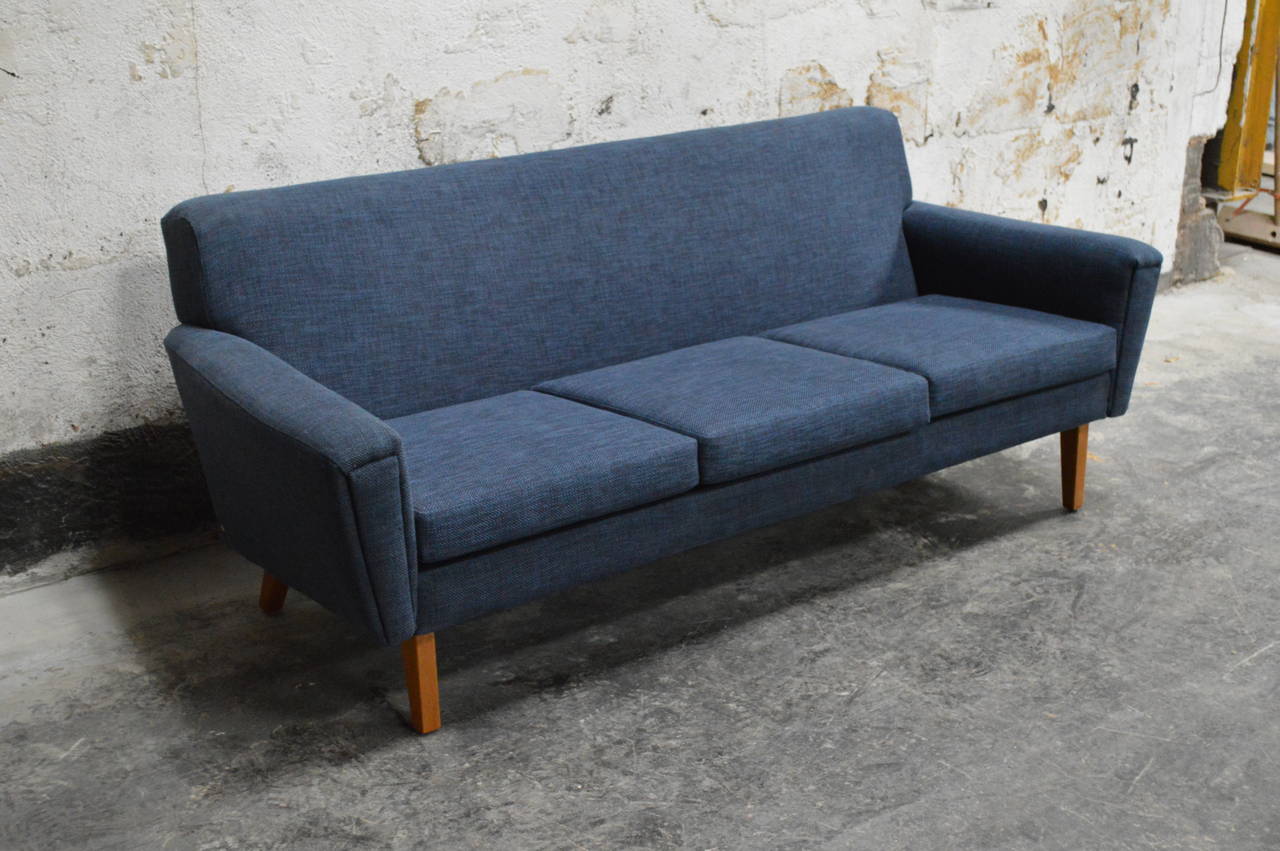 mid century modern blue couch