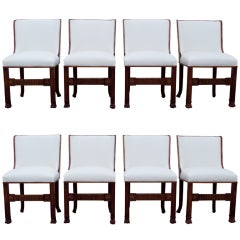 Set of 8 Swedish Art Deco Gothic Revival Dining Chairs