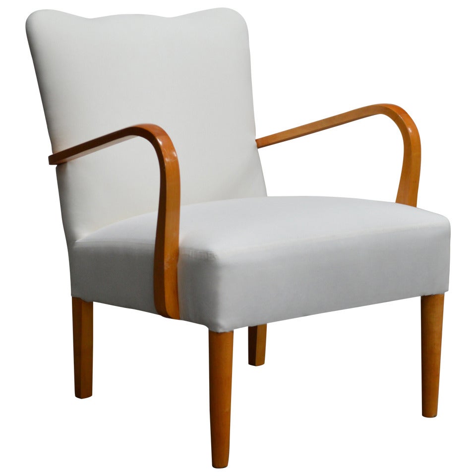 Swedish Art Deco Moderne Scalloped Back Side Chair - COM Ready