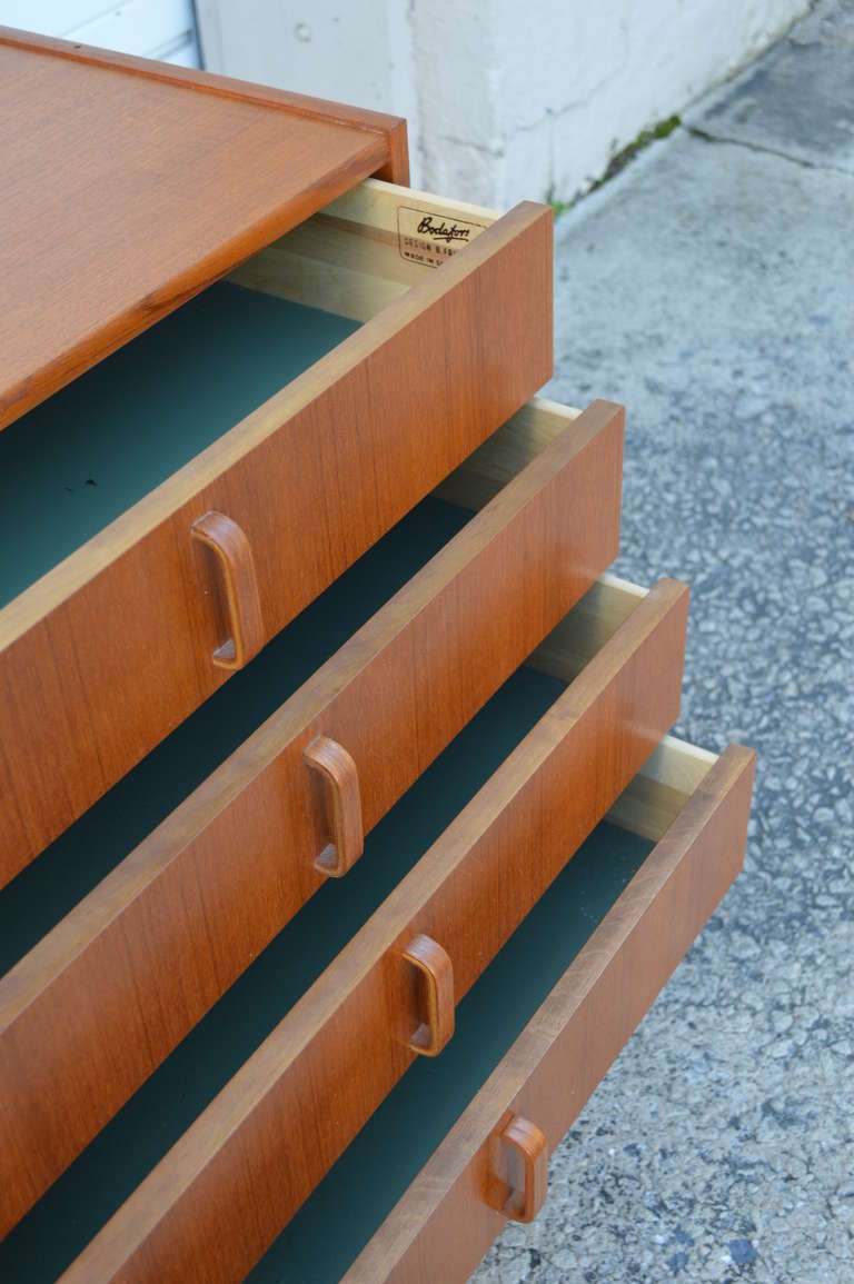 Mid-20th Century Swedish Modern Mid-Century Teak Four Drawer Chest or Nightstand by Bodafors