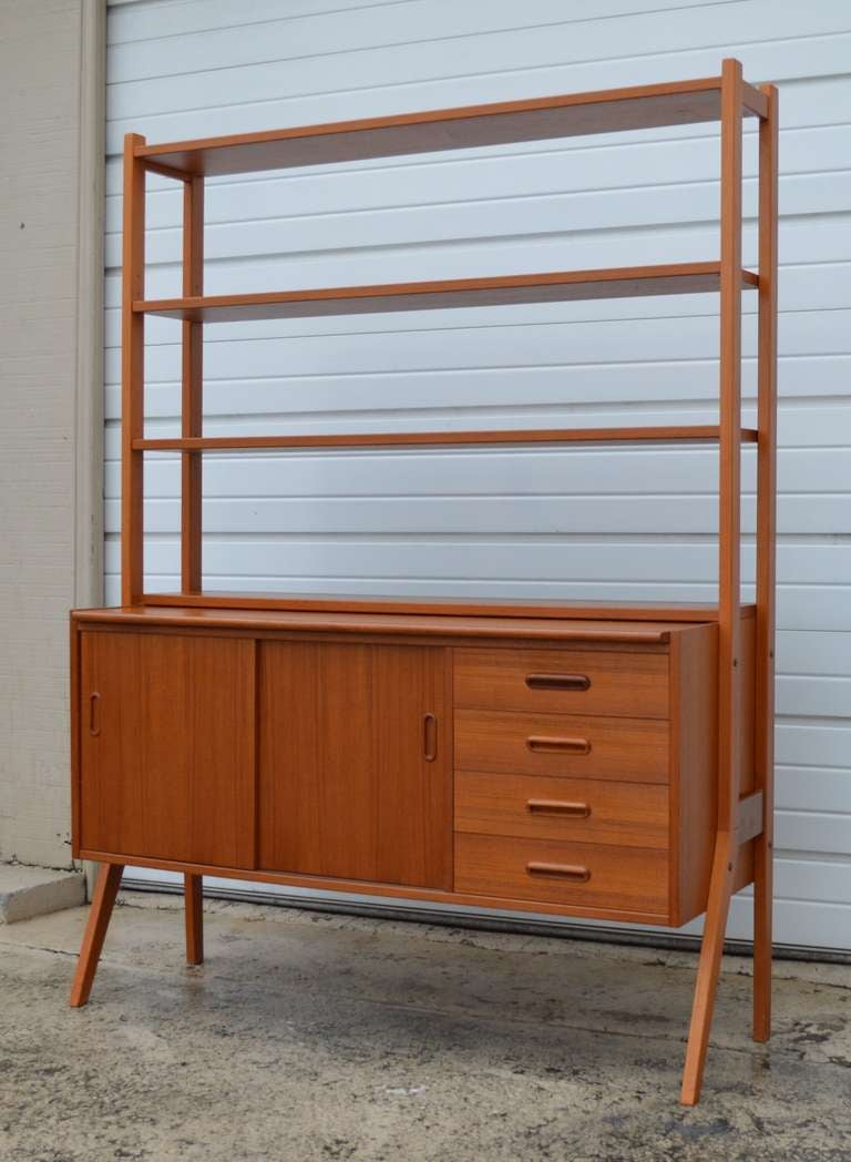 Swedish Mid-Century Modern Teak Desk and Hutch In Excellent Condition In Atlanta, GA