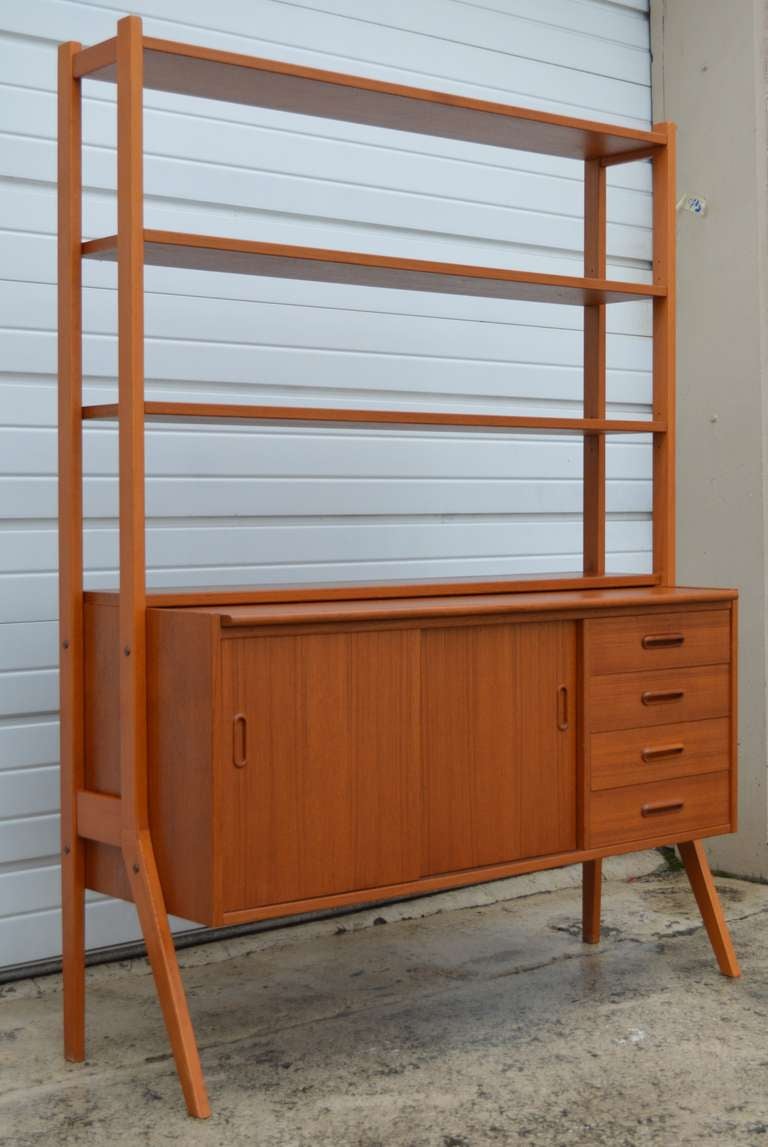 mid century desk with hutch