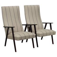 Pair of Swedish Mid-Century Modern High Back Lounge Armchairs 11