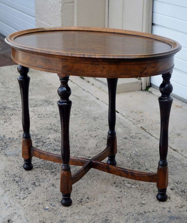 Swedish Oval Flame Birch Serving Tray Table