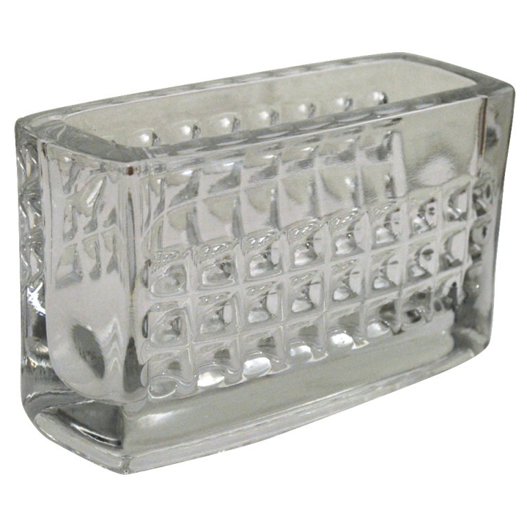 Vintage Swedish Rectangular Glass Vase For Sale at 1stDibs
