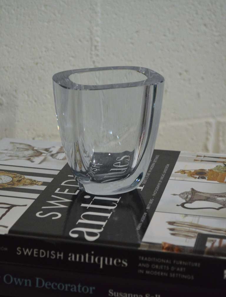 Mid-Century Modern Swedish Art Glass Crystal Vase by Strombergshyttan For Sale