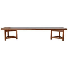 Mid-Century Long Low Solid Teak Plank Bench or Table 3