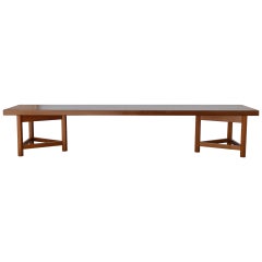 Mid-Century Long Low Teak Plank Bench or Table