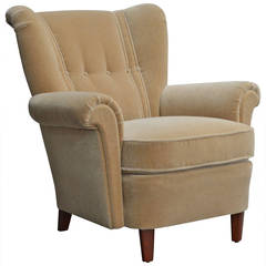 Swedish Art Deco Moderne Mohair Club Chair