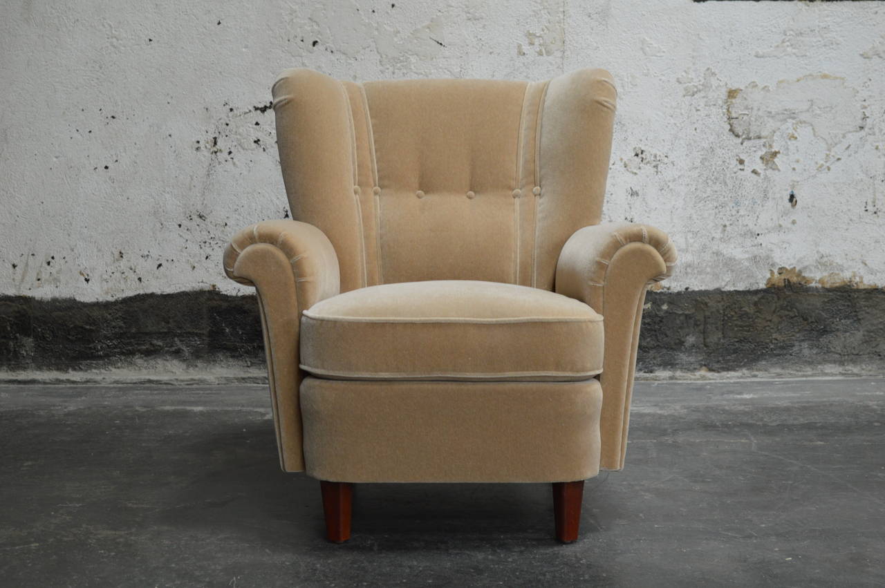 Swedish Art Deco Moderne Mohair Club Chair 4