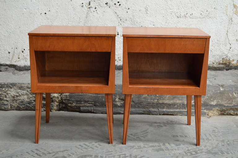 Pair of Swedish Mid Century Modern Teak Nightstands 3