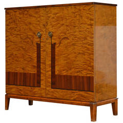 Swedish Art Deco Moderne Intarsia Storage Bar Cabinet