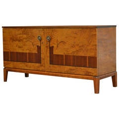Swedish Art Deco Moderne Intarsia Sideboard Buffet Cabinet