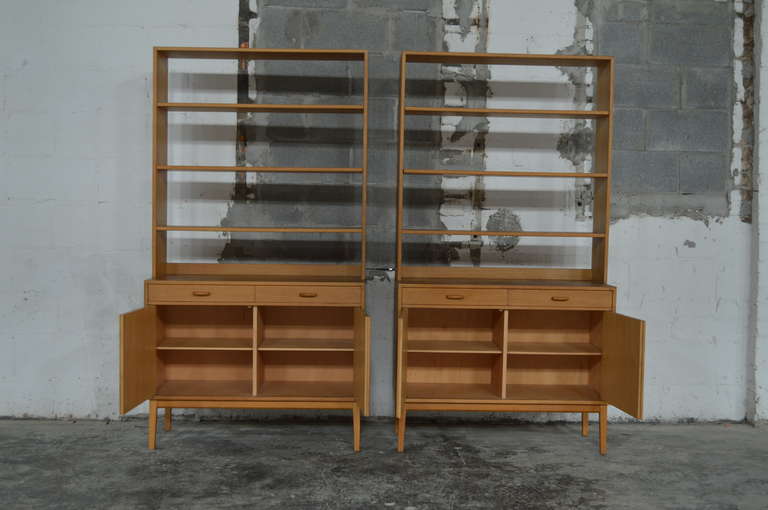 Teak Rare Pair of Swedish Mid-Century Modern Storage Bookcases