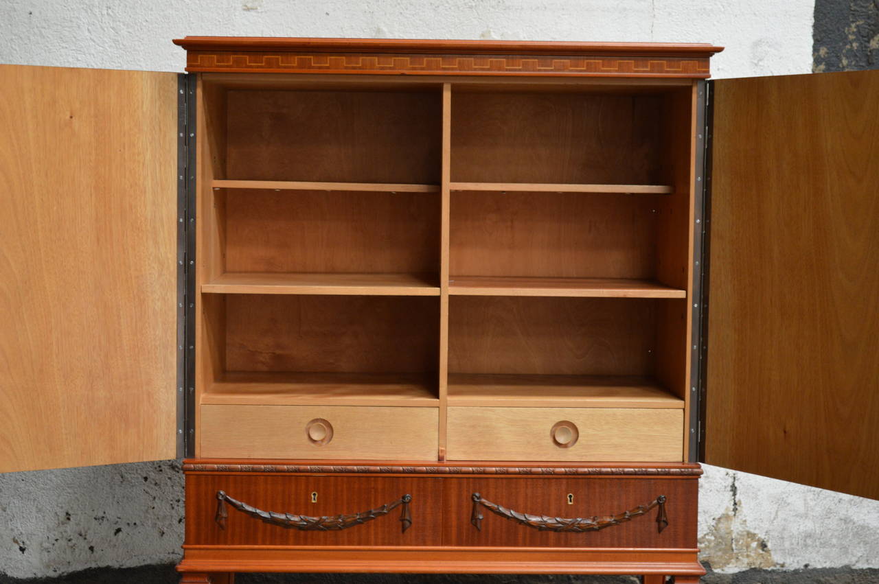 Early 20th Century Swedish Gustavian Style Mahogany Linen or Bar Cabinet