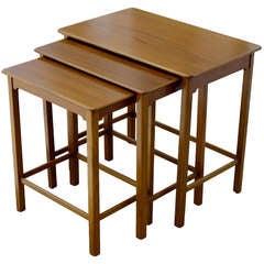 Set of Three Swedish Modern Teak Nesting Tables 10
