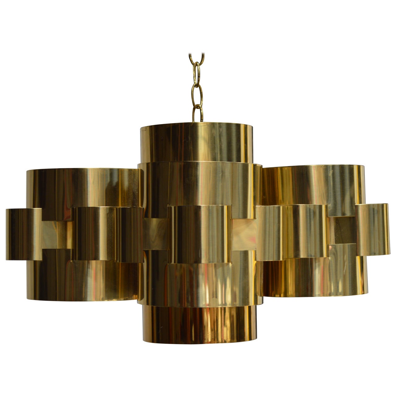 Polished Brass 'Cloud' Form Chandelier by Curtis Jere