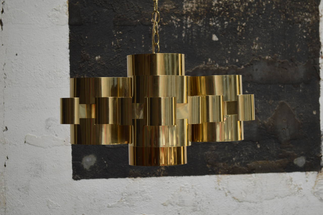 Polished Brass 'Cloud' Form Chandelier by Curtis Jere In Excellent Condition In Atlanta, GA