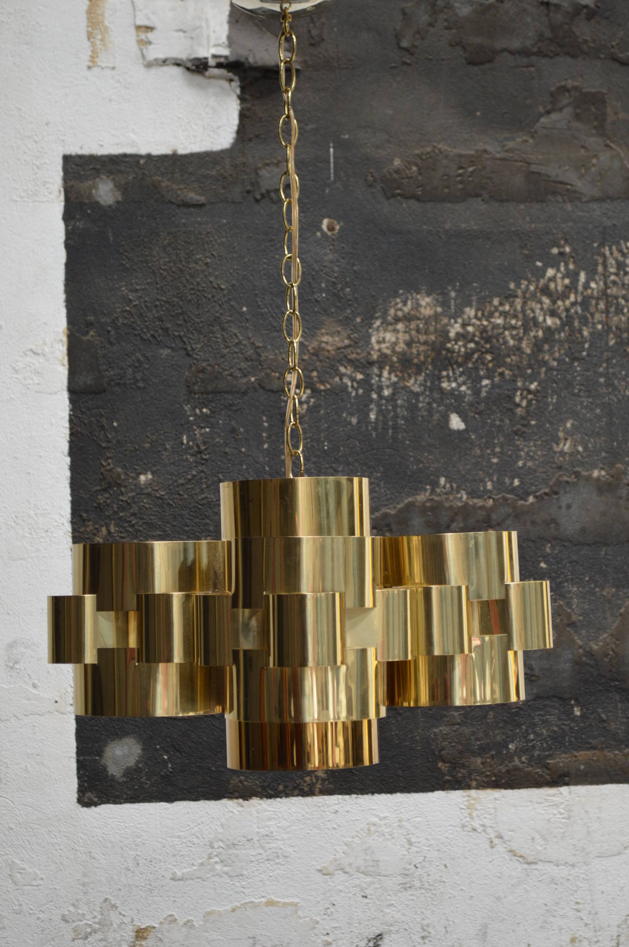 Polished Brass 'Cloud' Form Chandelier by Curtis Jere 1