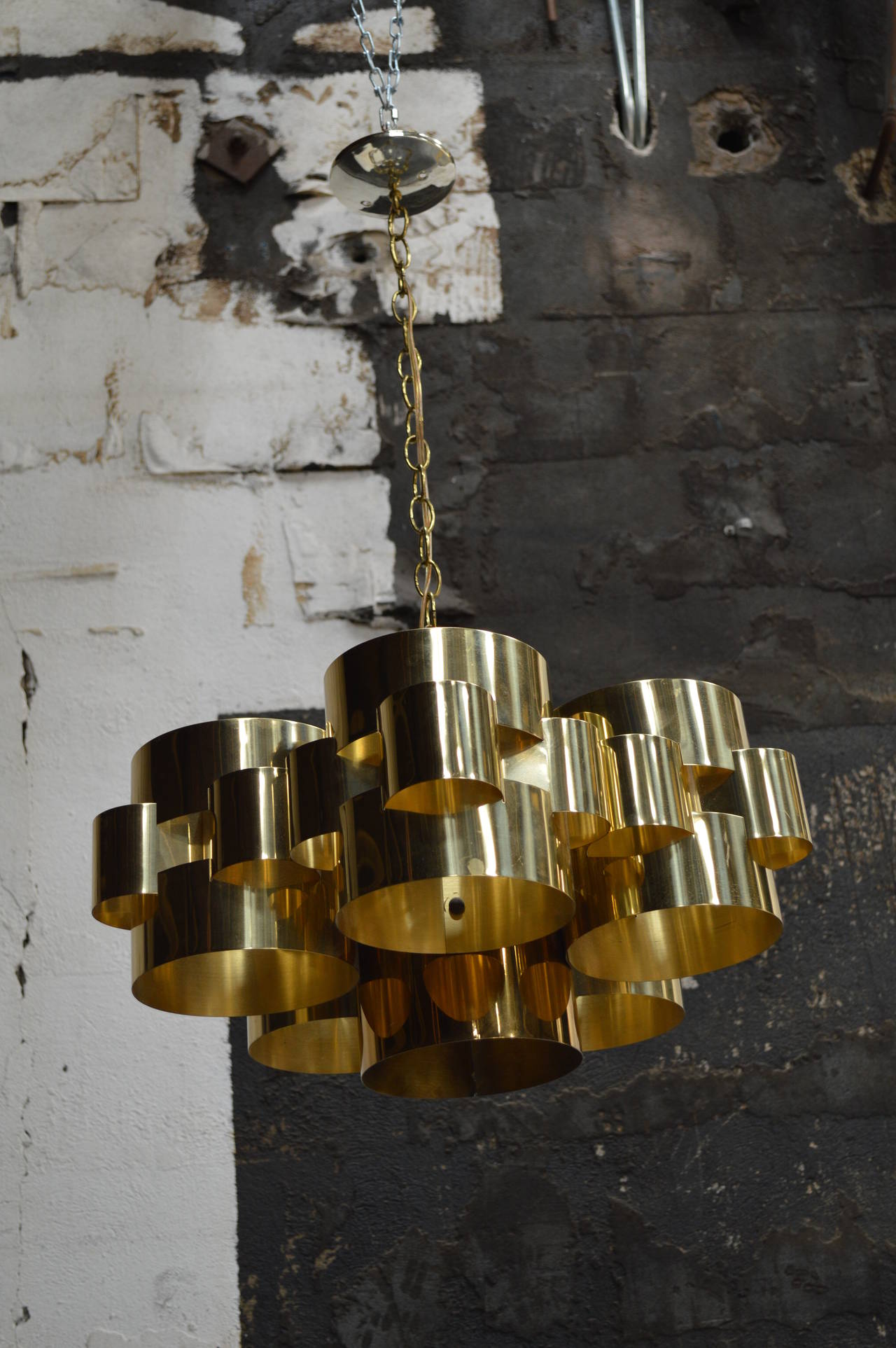 Polished Brass 'Cloud' Form Chandelier by Curtis Jere 2