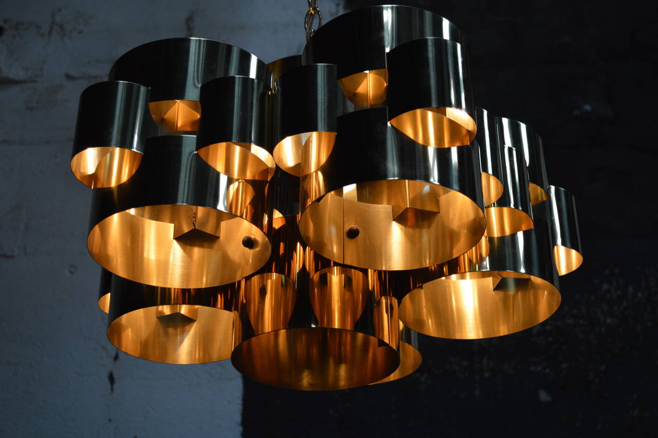 Polished Brass 'Cloud' Form Chandelier by Curtis Jere 3