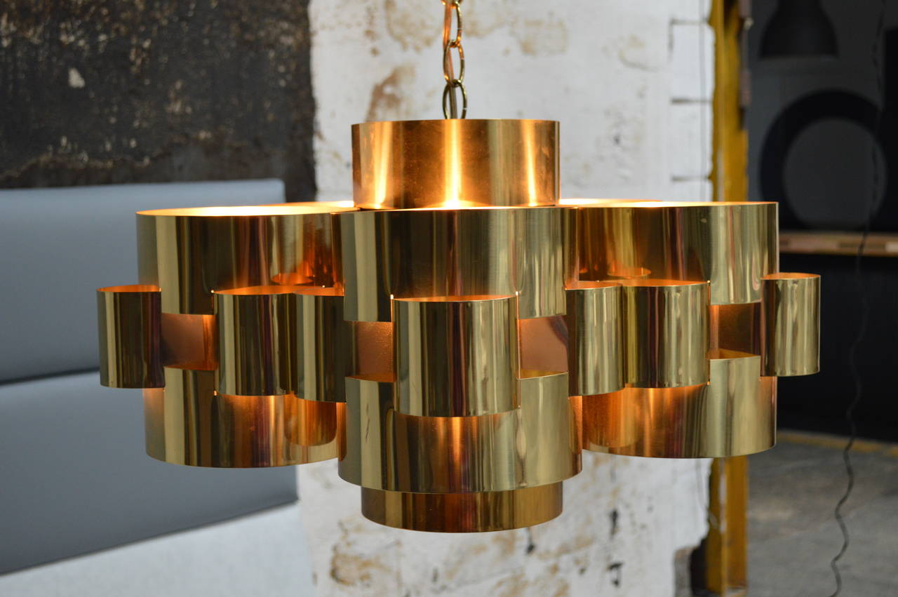 Polished Brass 'Cloud' Form Chandelier by Curtis Jere 4
