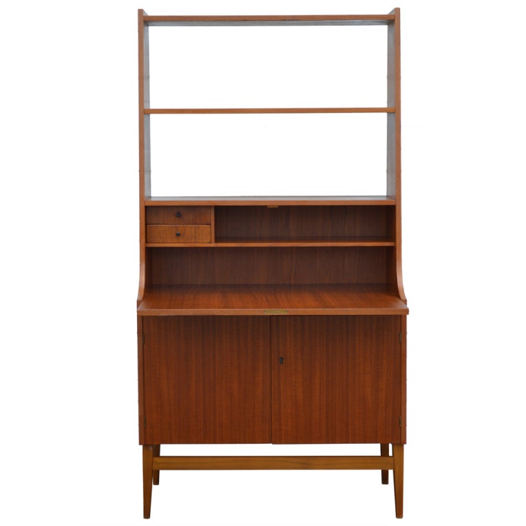 Swedish MidCentury Modern Mahogany Desk and Hutch at 1stDibs