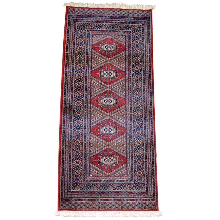 Vintage Belgian Wool Jacquard Machine Woven Rug or Runner at 1stDibs