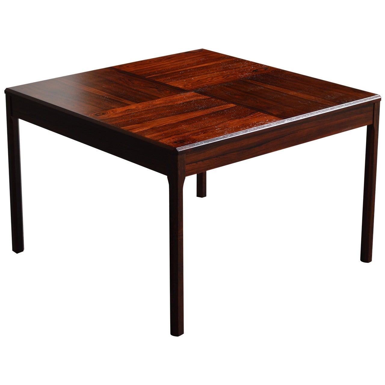 Swedish Midcentury Coffee or Side Table in Rosewood with Parquetry Top