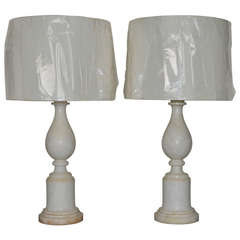Antique Pair of Swedish Grace Alabaster Table Lamps