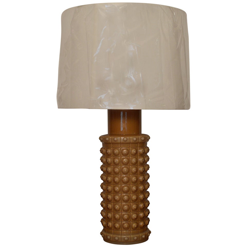 Mid Century Swedish Caramel Glass Table Lamp by Luxus For Sale