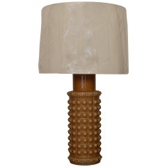 Mid Century Swedish Caramel Glass Table Lamp by Luxus