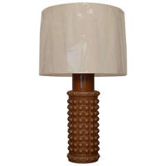 Mid Century Swedish Mocha Glass Table Lamp by Luxus 11