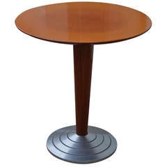 Art Moderne Style Cafe' or End Pedestal Table with Metal Base