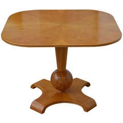 Swedish Book Matched Elm Pedestal End or Side Table