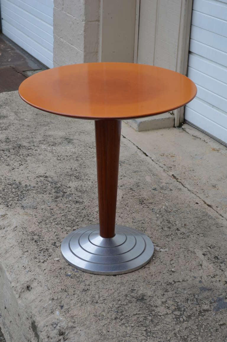 20th Century Art Moderne Style Cafe' or End Pedestal Table with Metal Base