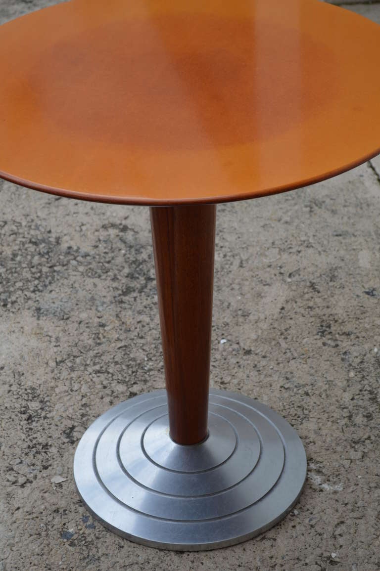Swedish Art Moderne Style Cafe' or End Pedestal Table with Metal Base