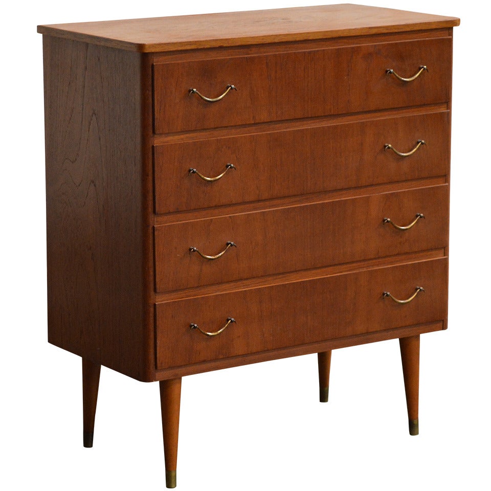 Scandinavian Mid Century Teak Four Drawer Chest Of Drawers