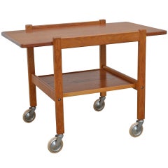 Retro Mid-Century Teak Tea or Bar Cart Serving Trolley