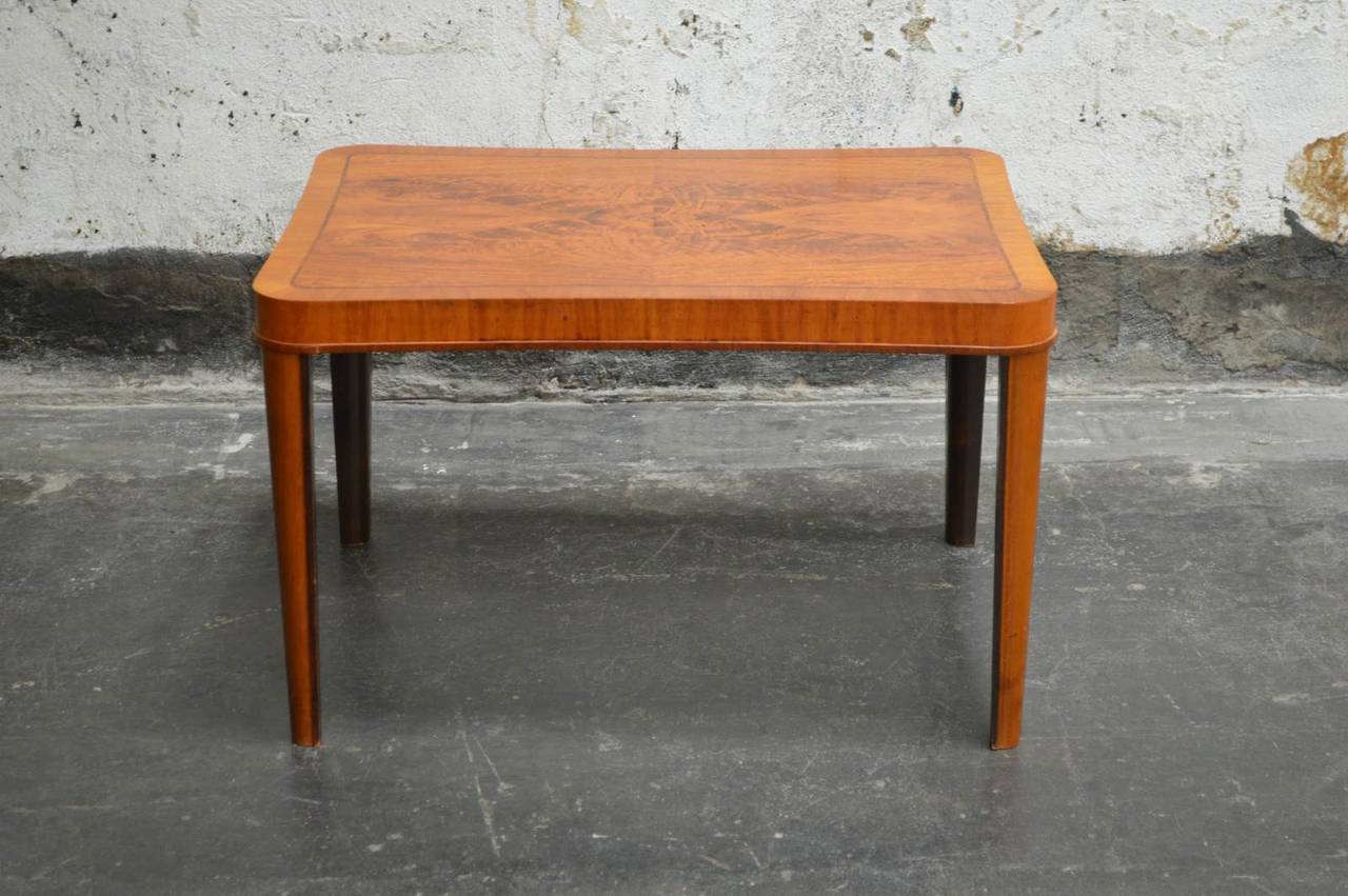 Swedish Art Moderne Walnut Intarsia Coffee or Side Table For Sale 1