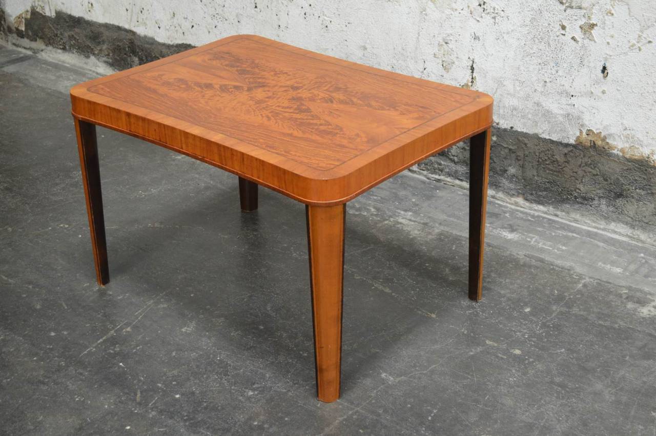 Swedish Art Moderne Walnut Intarsia Coffee or Side Table For Sale 2