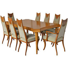 Rare Italian Sabre Leg Dining Set with Eight Dining Chairs